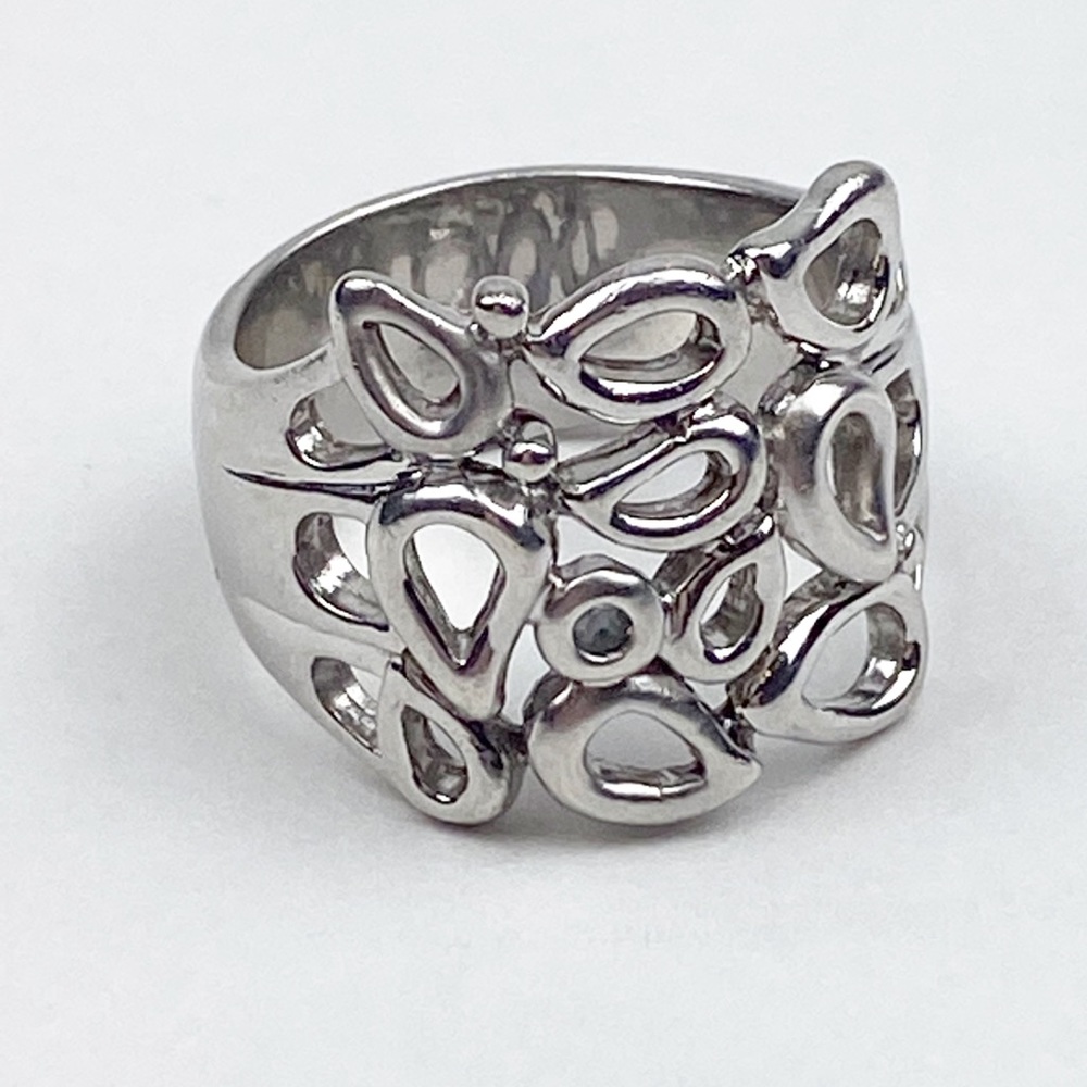 Sterling Silver 925 Vintage Teardrop and Scroll Design Statement Ring - Picture 5 of 11